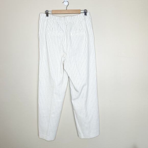 Jason Wu Ivory Pin-Striped Wide Leg Trouser Pants Womens Size 12 Resort Cotton - Picture 3 of 9
